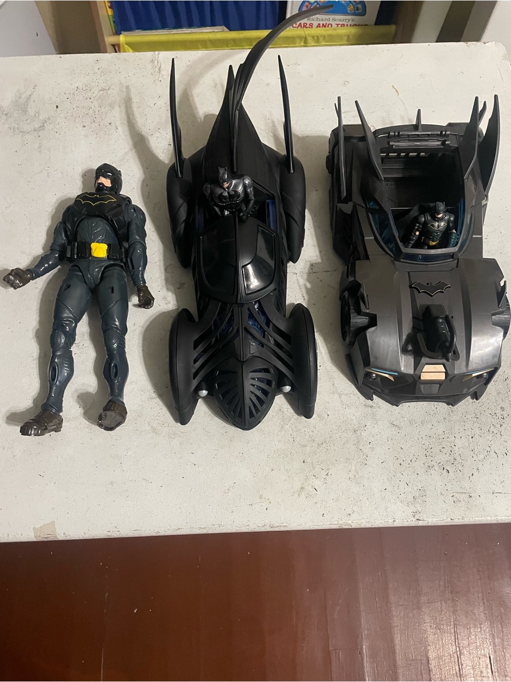 Batman Black Action Figure with Two Black Batmobiles